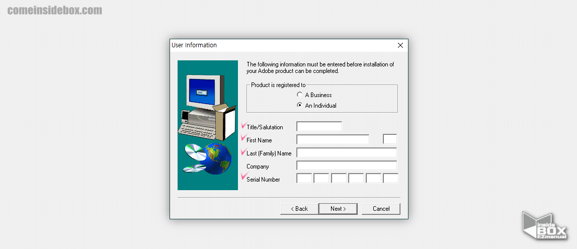 Photoshop_설치_중_user_information_입력