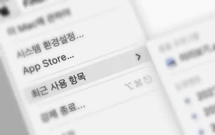 애플 메뉴 최근 사용 항목