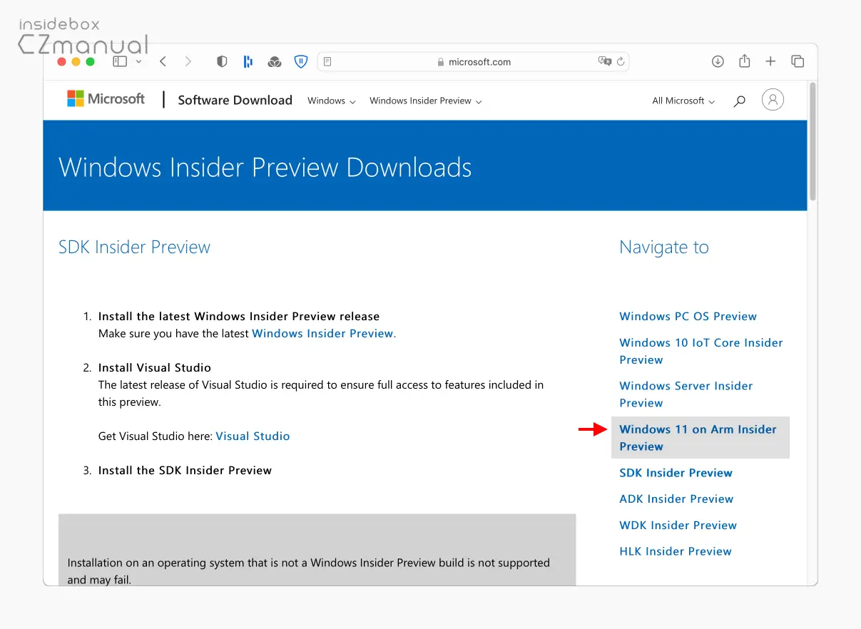Windows_on_Arm_lnsider_Preview_클릭