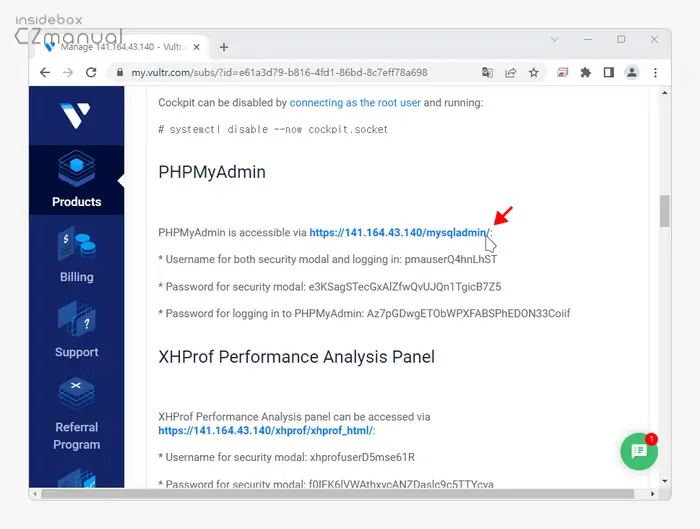 PHPMyAdmin 접속 링크 클릭